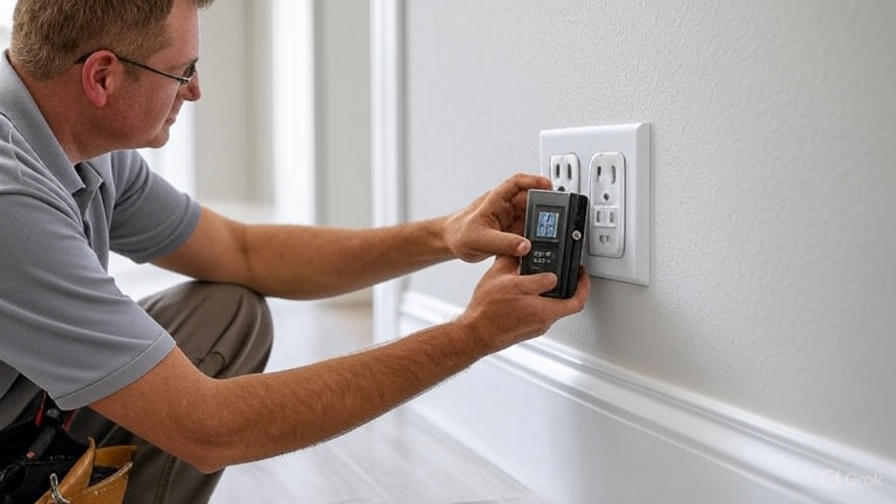 home inspector inspecting GFCI outlet