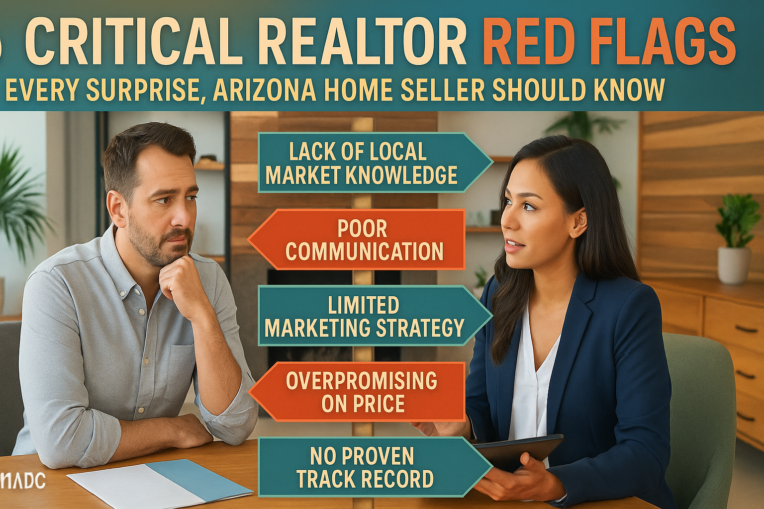 Visual guide to five critical realtor red flags every Surprise Arizona home seller should know