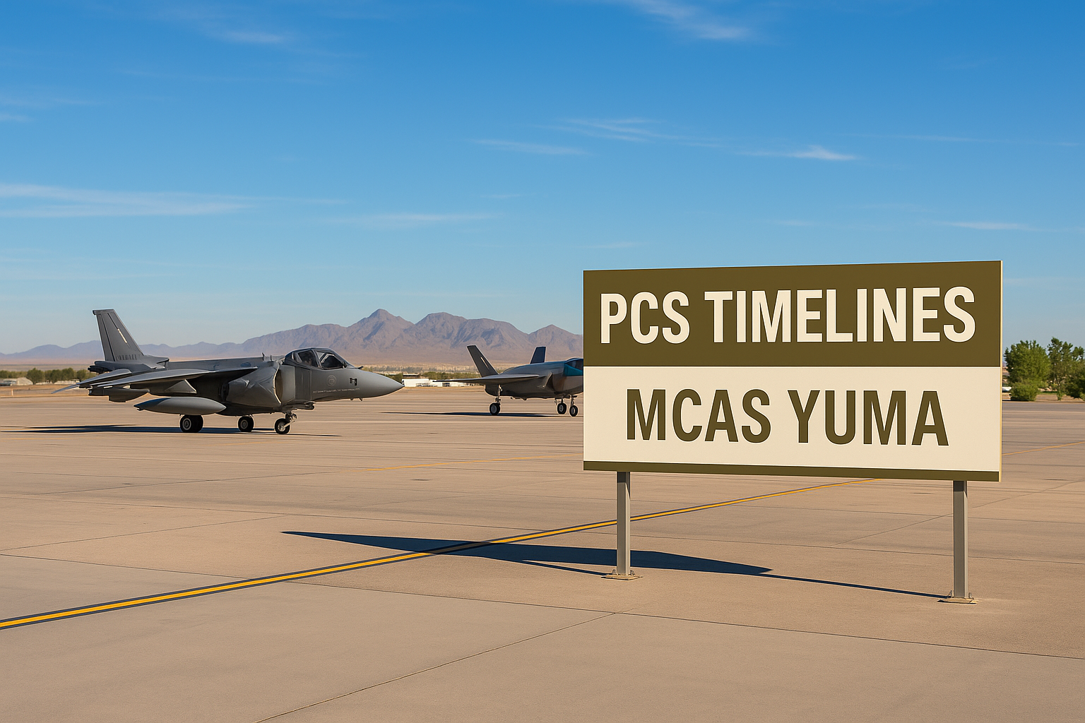 MCAS Yuma flight line with aircraft, representing PCS timelines