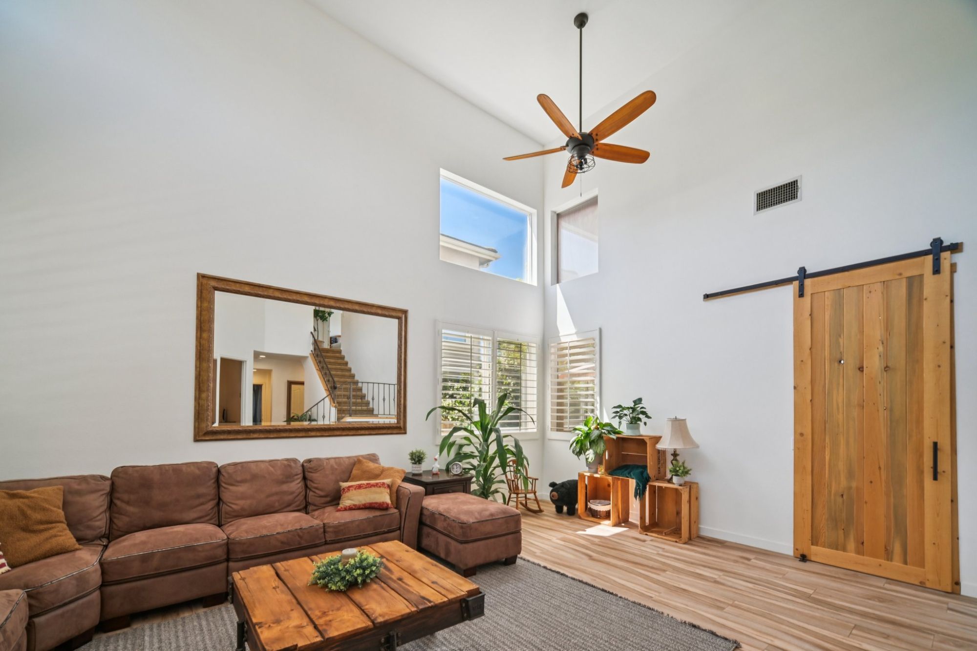 Living room with 20-foot ceilings at 1029 Poppy Tree Place Simi Valley