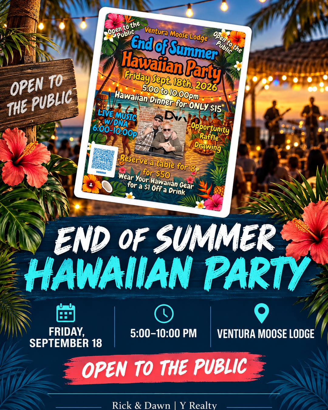 End of Summer Hawaiian Party at the Ventura Moose Lodge on September 18, 2026