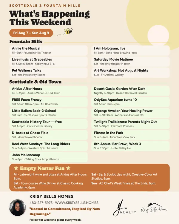 What's Happening This Weekend in Scottsdale & Fountain Hills (Aug 7-9),Krisy Clayton