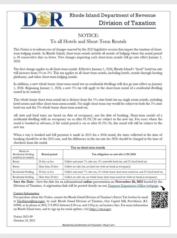  Be Advised: Major Changes to Rhode Island Short-Term Rentals Began in January 2026 