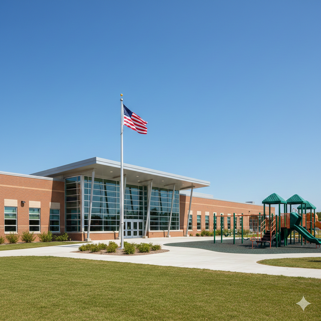 New modern architecture elementary school building in Elkhorn Nebraska
