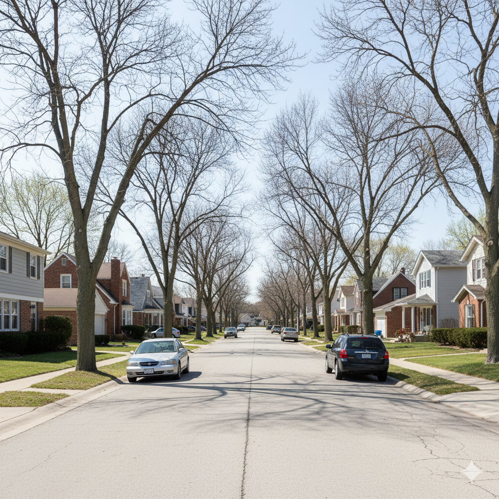 Omaha residential street with well-maintained single-family homes
