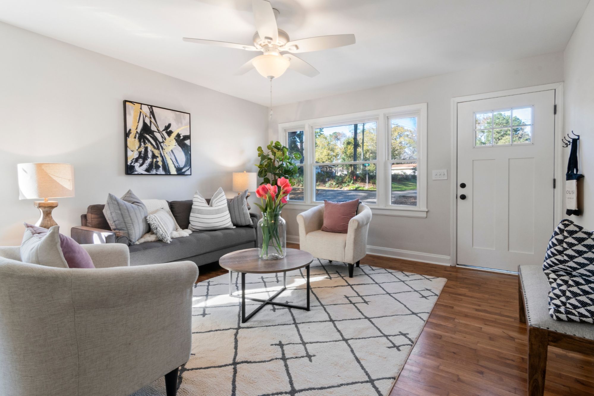 Decluttered and staged living room