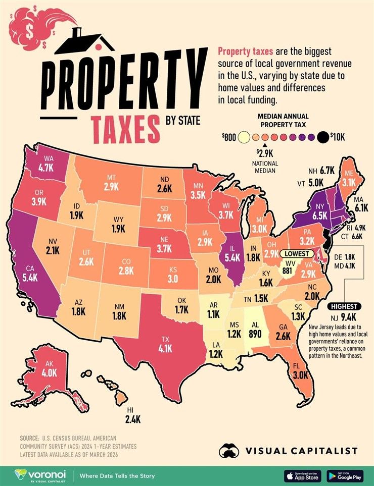 Map of U.S. Property Tax Burden by State 2024 Realtor.com