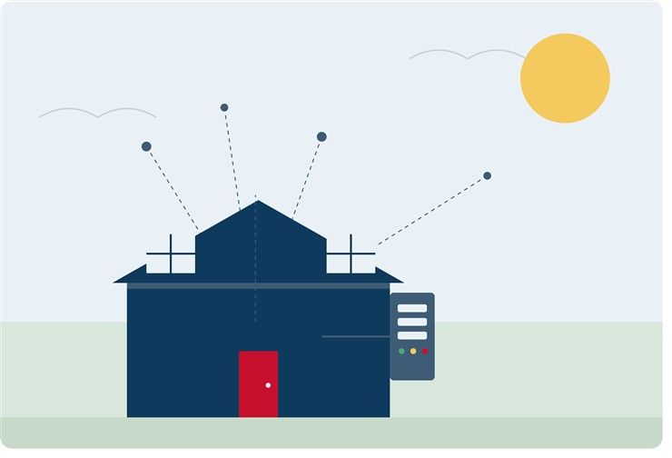 Metro Atlanta home with a small AI compute node connected to a distributed network, illustrating the AI infrastructure trend affecting Georgia homeowners