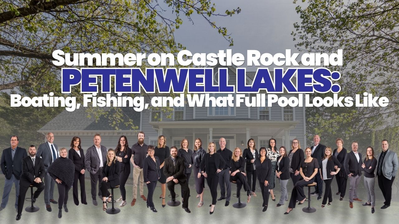 Boats on Castle Rock Lake Wisconsin at full summer pool — summer boating and lakefront recreation central Wisconsin