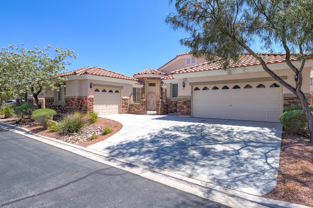 Backyard and outdoor living area at a Henderson area home