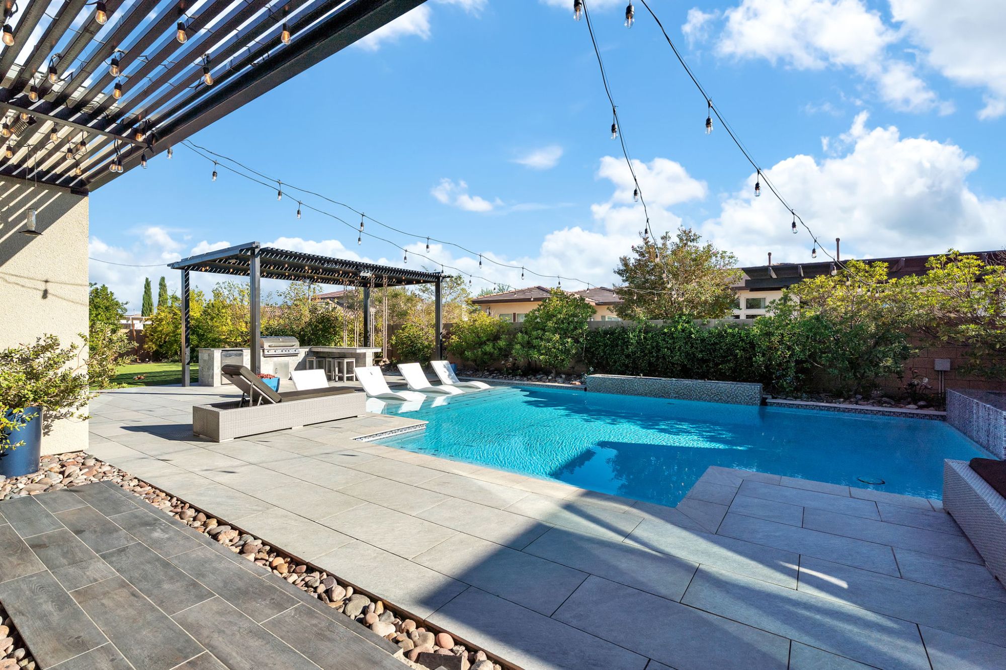 Backyard and covered patio of a Las Vegas Valley home