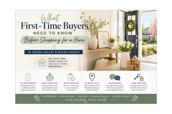 What First-Time Buyers Need to Know Before Shopping for a Home in Lehigh Valley & Bucks County