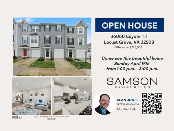 feature image of Sunday Open House in Locust Grove VA: Tour This 2023 Townhome at 36060 Coyote Trl