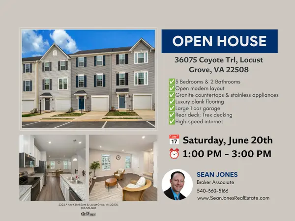 feature image of 36075 Coyote Trl Locust Grove, VA Open House June 20, 2026 Saturday 1:00 - 3:00