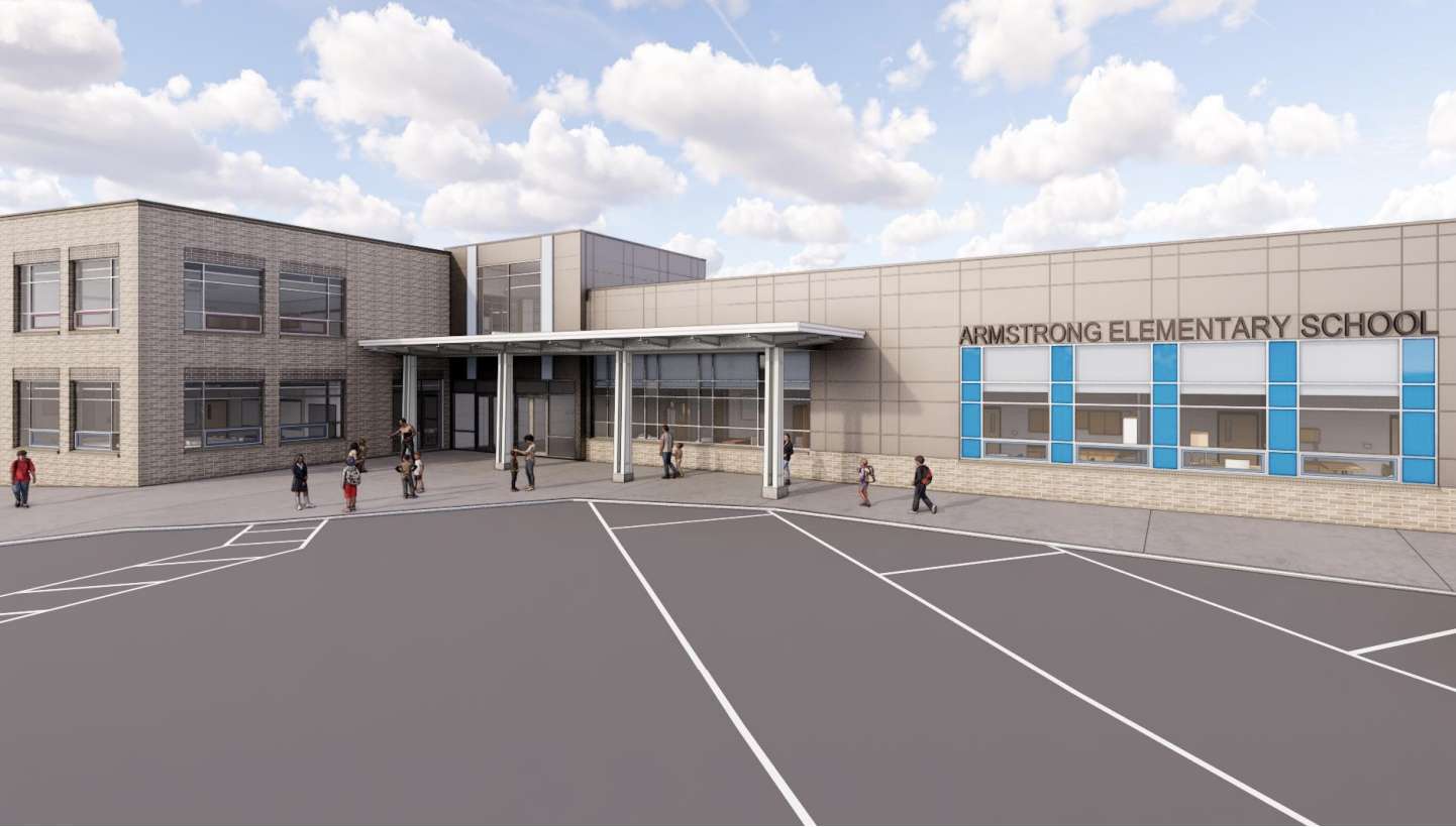 Rendering of the expanded Armstrong Elementary School entrance