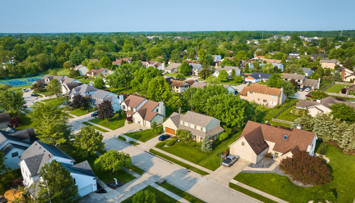 Northern Virginia homes aerial view