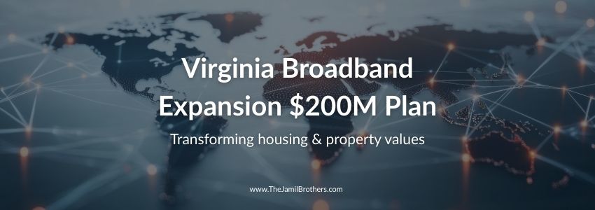 Digital connectivity map highlighting broadband expansion across Virginia with network lines and coverage areas