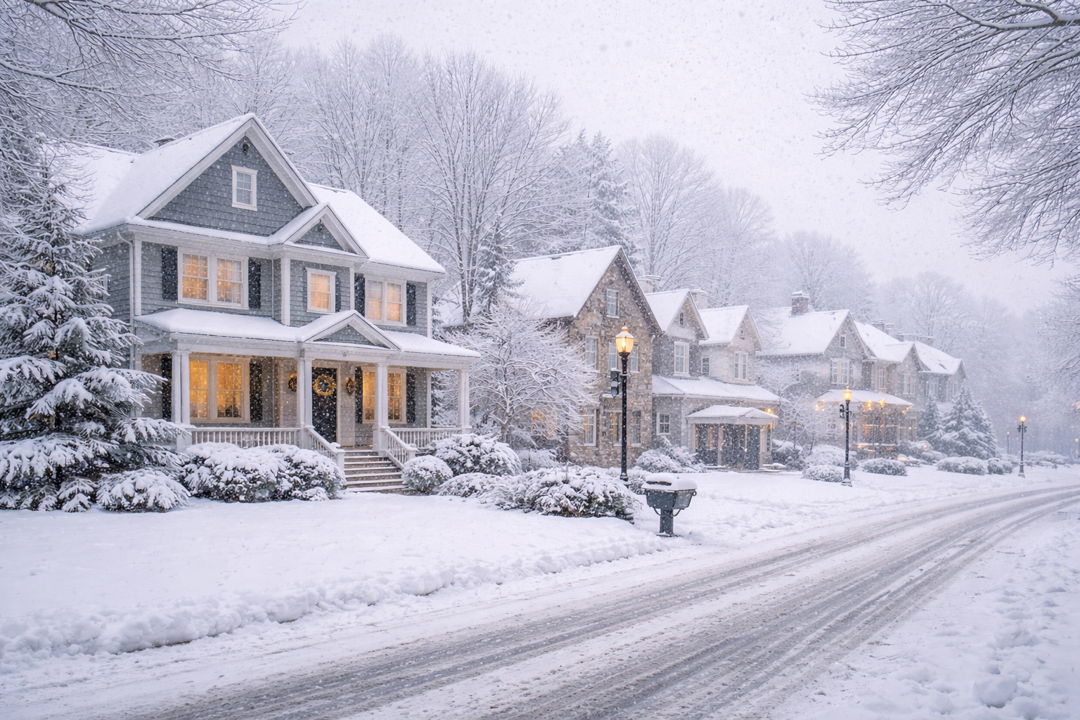 Winter storm snow in Northern Virginia neighborhood affecting real estate and homeowners