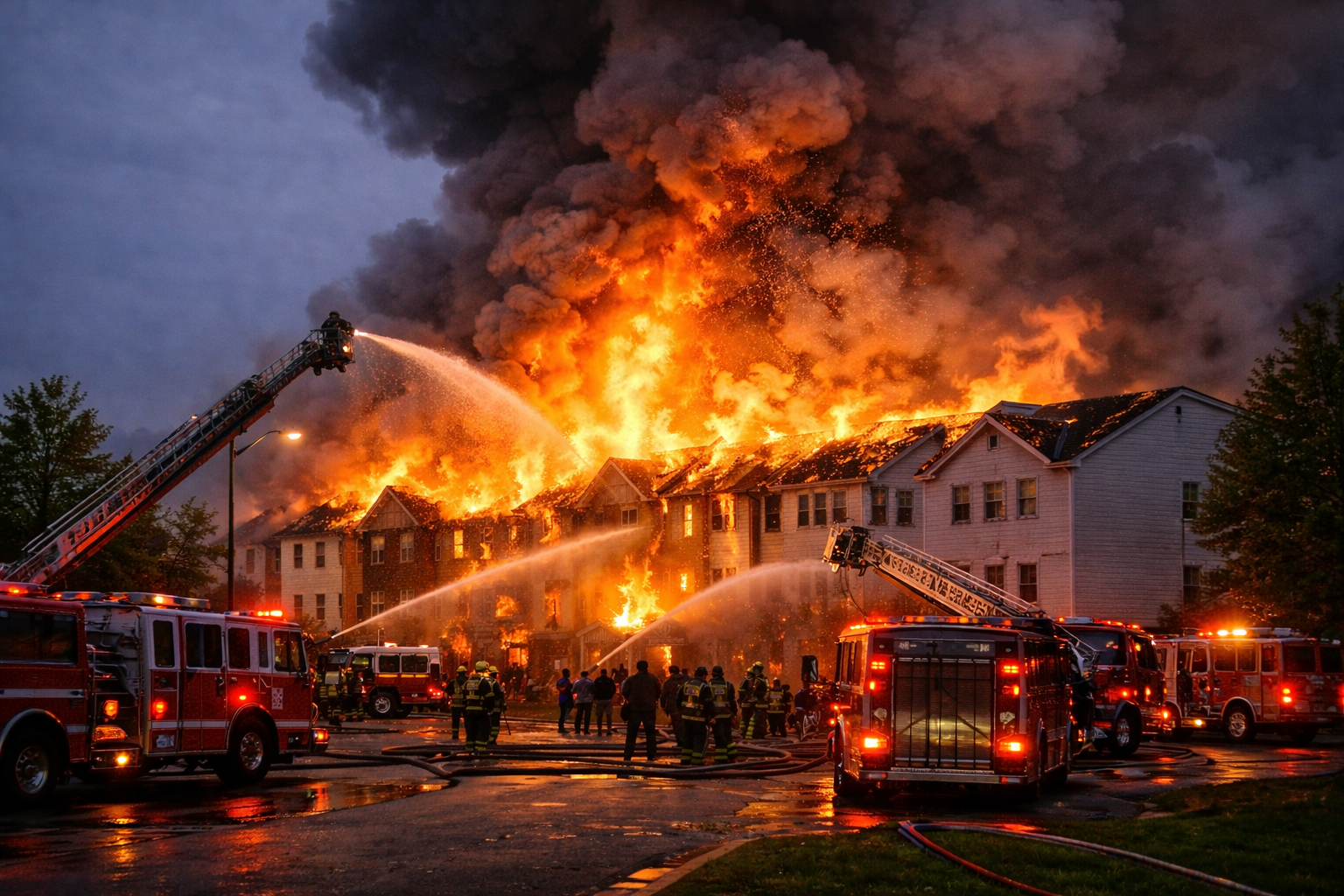 Centreville Quail Pond Court house explosion and fire scene in Fairfax County Virginia