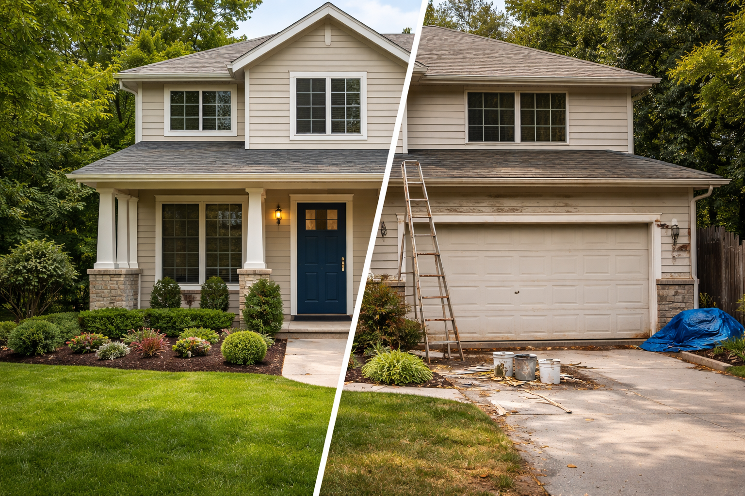 Home before and after preparation for selling.