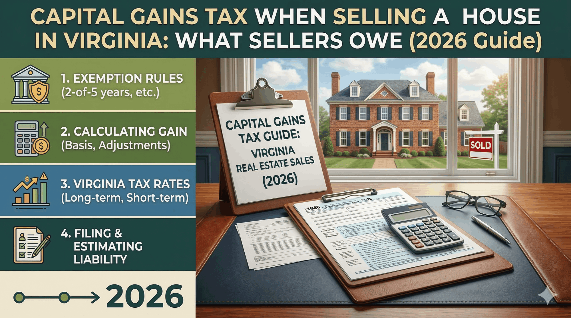 Capital gains tax on home sale in Virginia - seller guide 2026