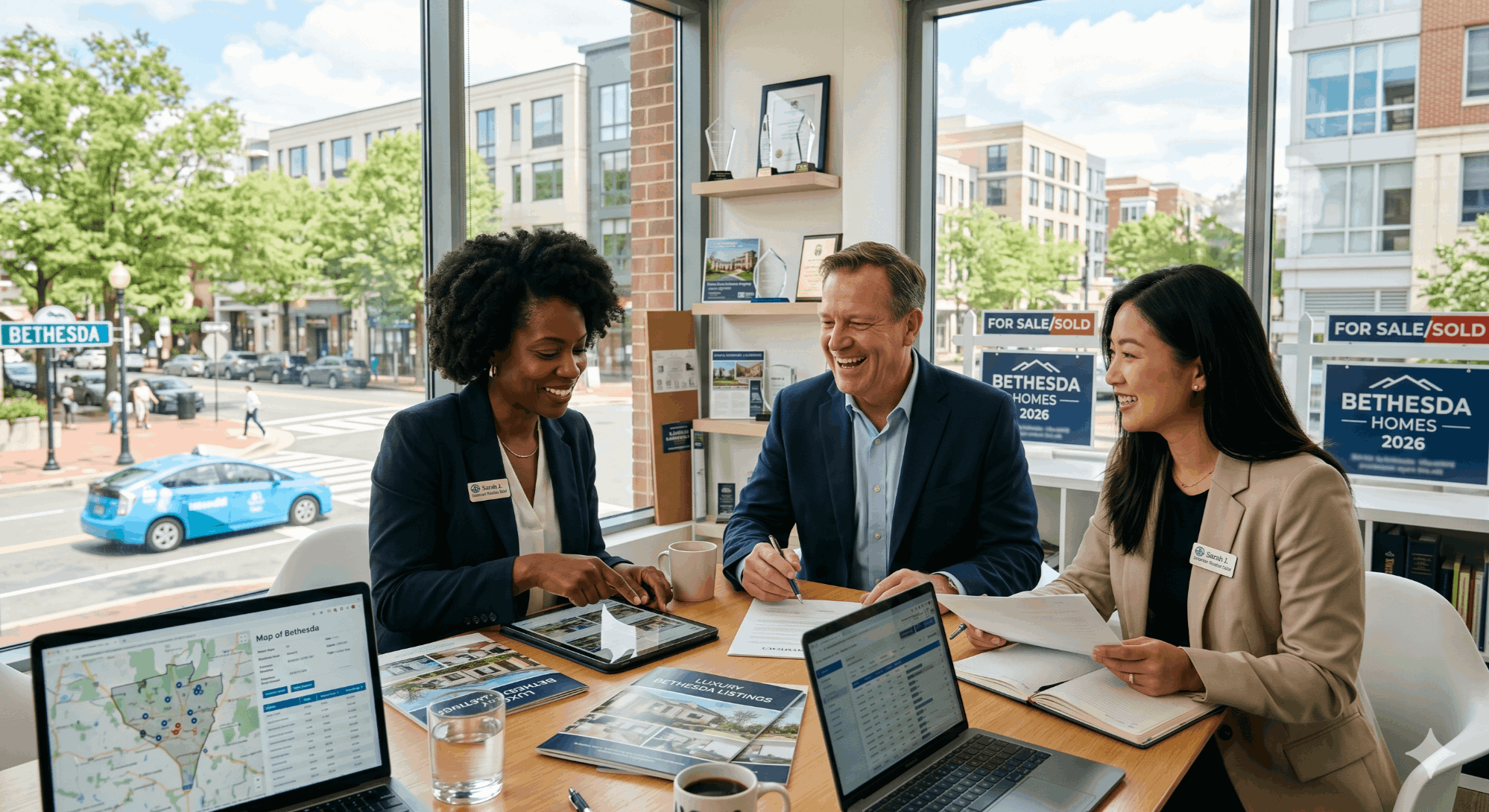 Bethesda MD aerial neighborhood view