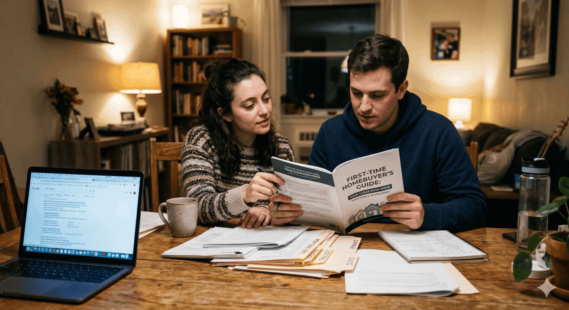 First-time home buyer couple exploring Virginia neighborhoods