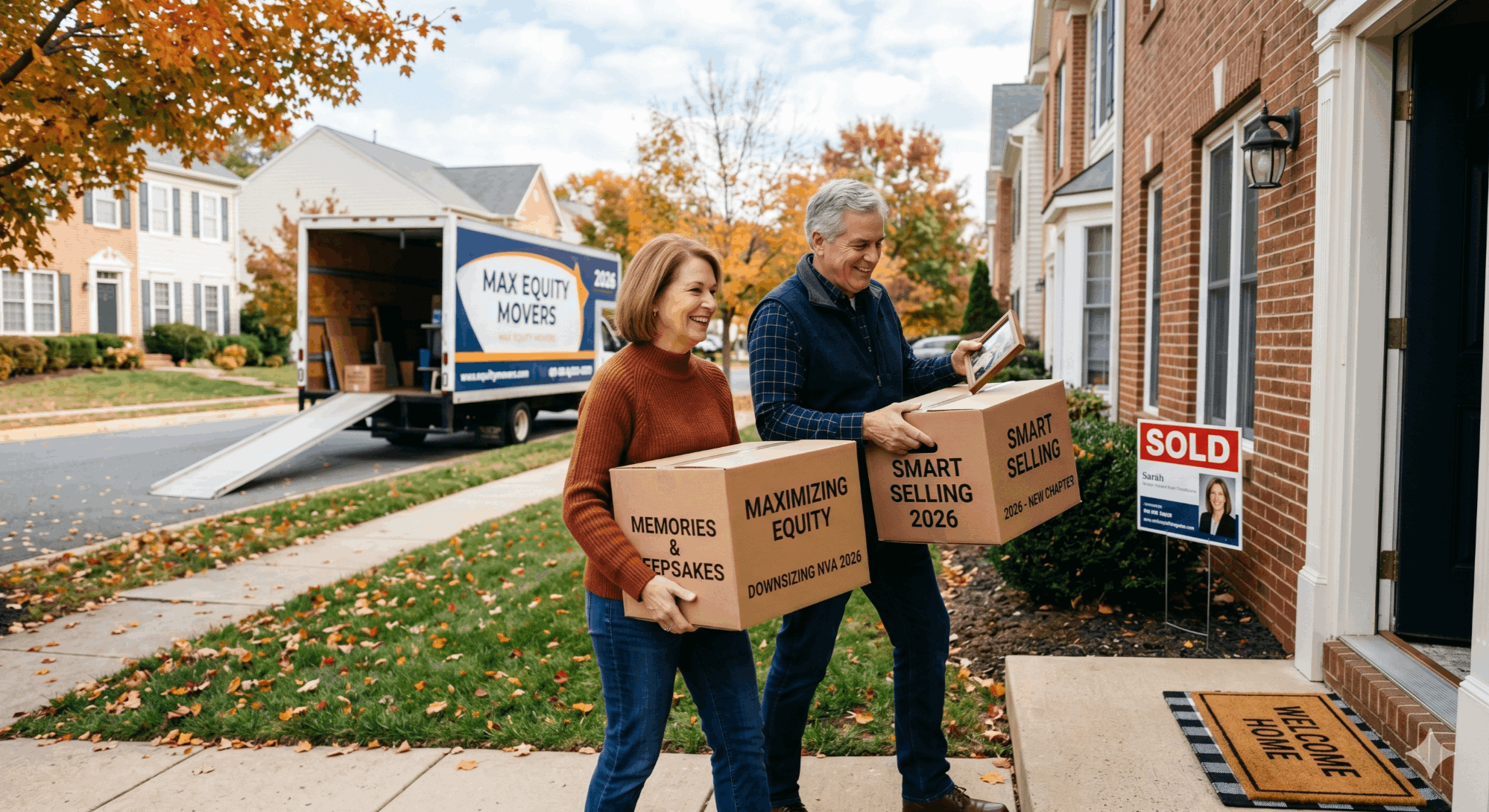 Empty nester couple reviewing home equity and downsizing options in Northern Virginia