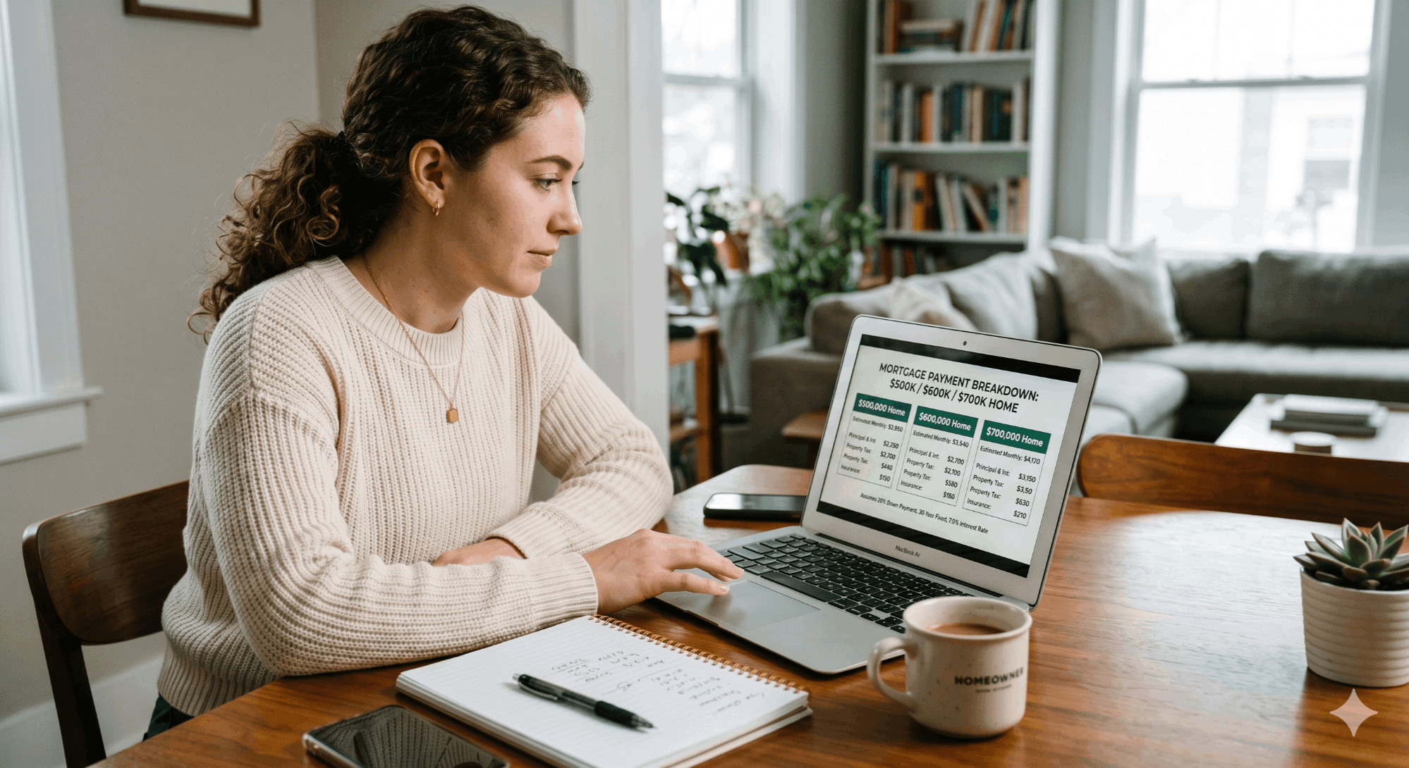 Northern Virginia mortgage payment breakdown for $500K, $600K, and $700K homes