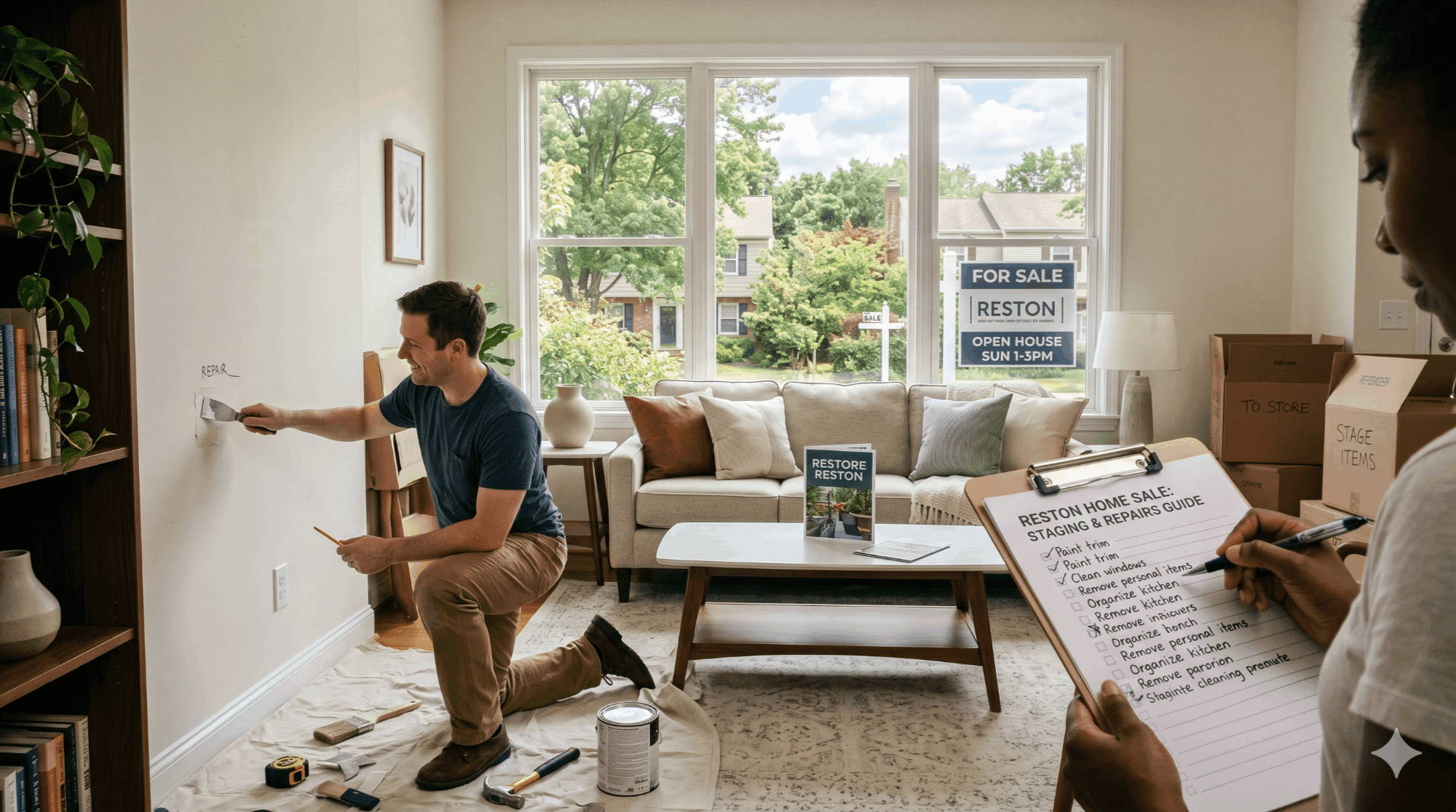 Beautifully staged Reston Virginia home prepared for sale with neutral decor and natural light