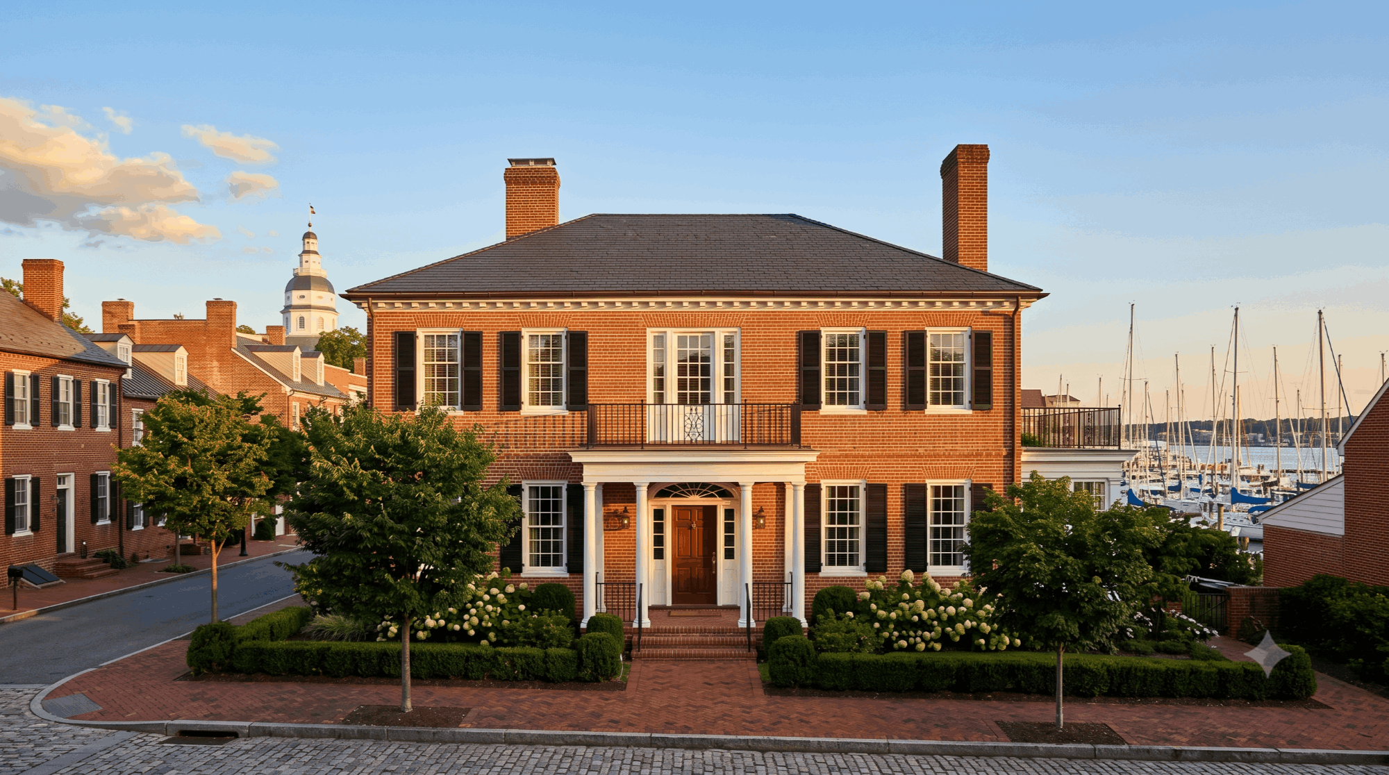 Annapolis Maryland waterfront homes near the harbor and State House in Anne Arundel County