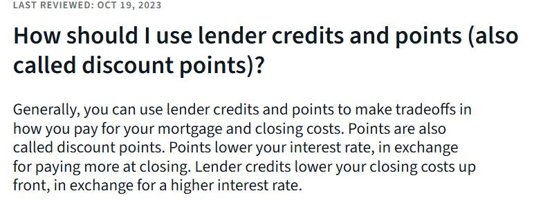 Consumer Financial Protection Bureau page explaining that one discount point equals one percent of the loan amount