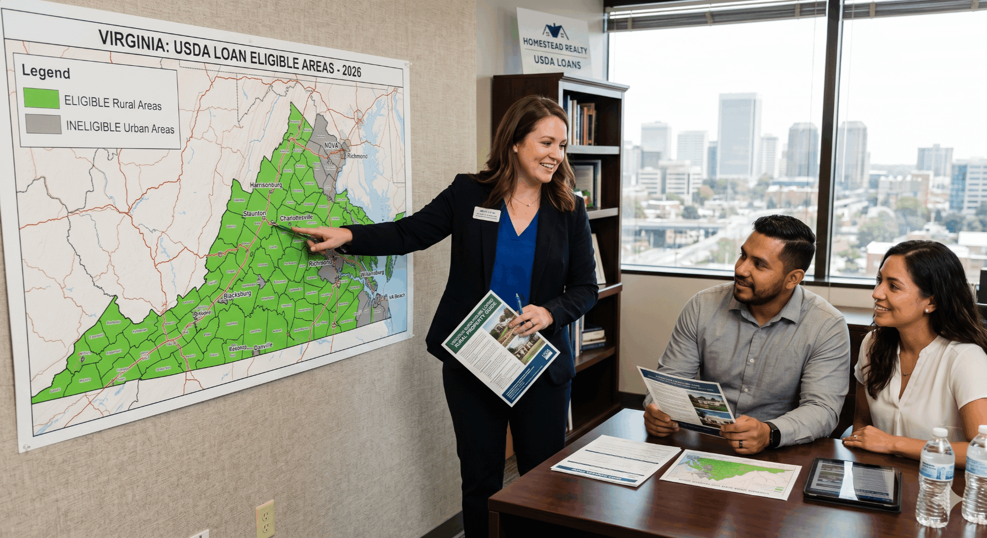 USDA loan eligible rural areas in Virginia map overview