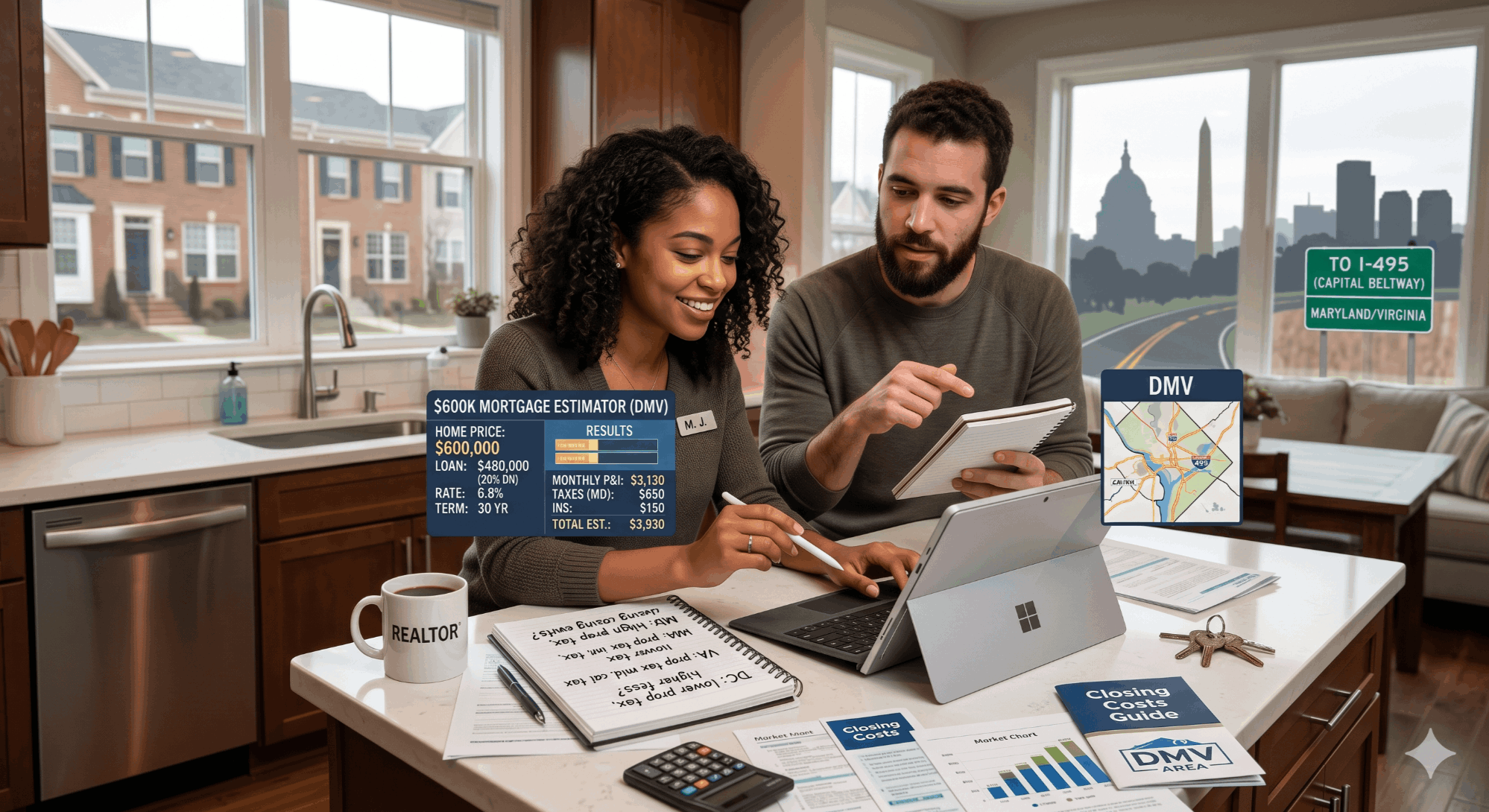 Mortgage payment breakdown on a $600,000 house in the DMV — JB Financing