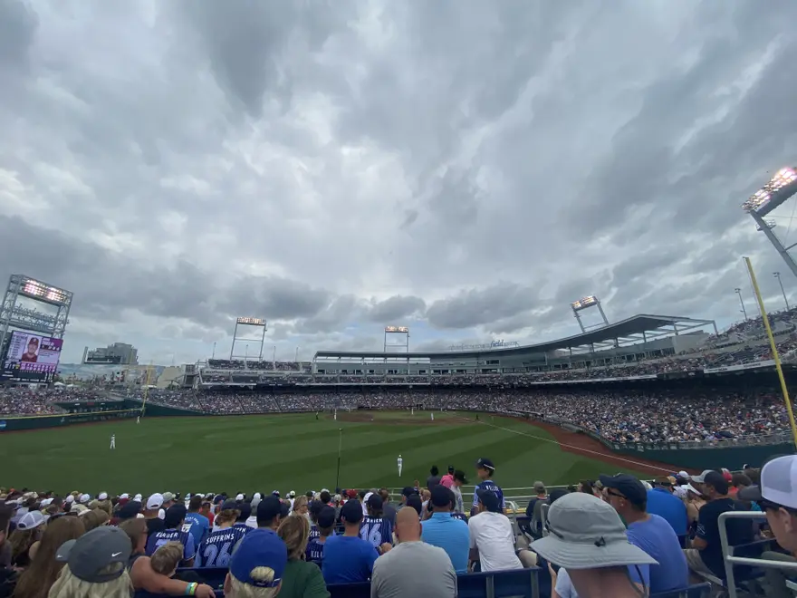 The College World Series at Charles Schwab Field in downtown Omaha