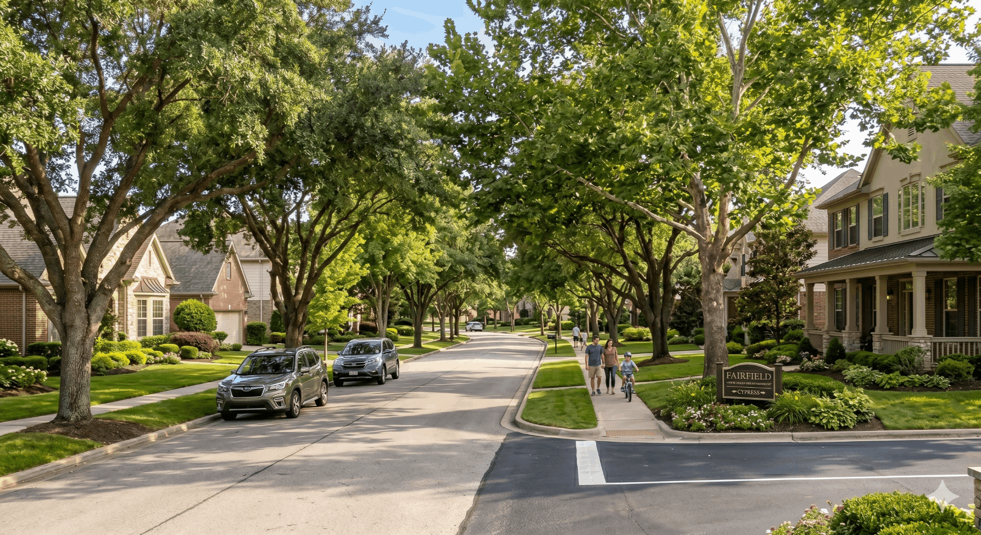 Established homes in Fairfield neighborhood Cypress TX