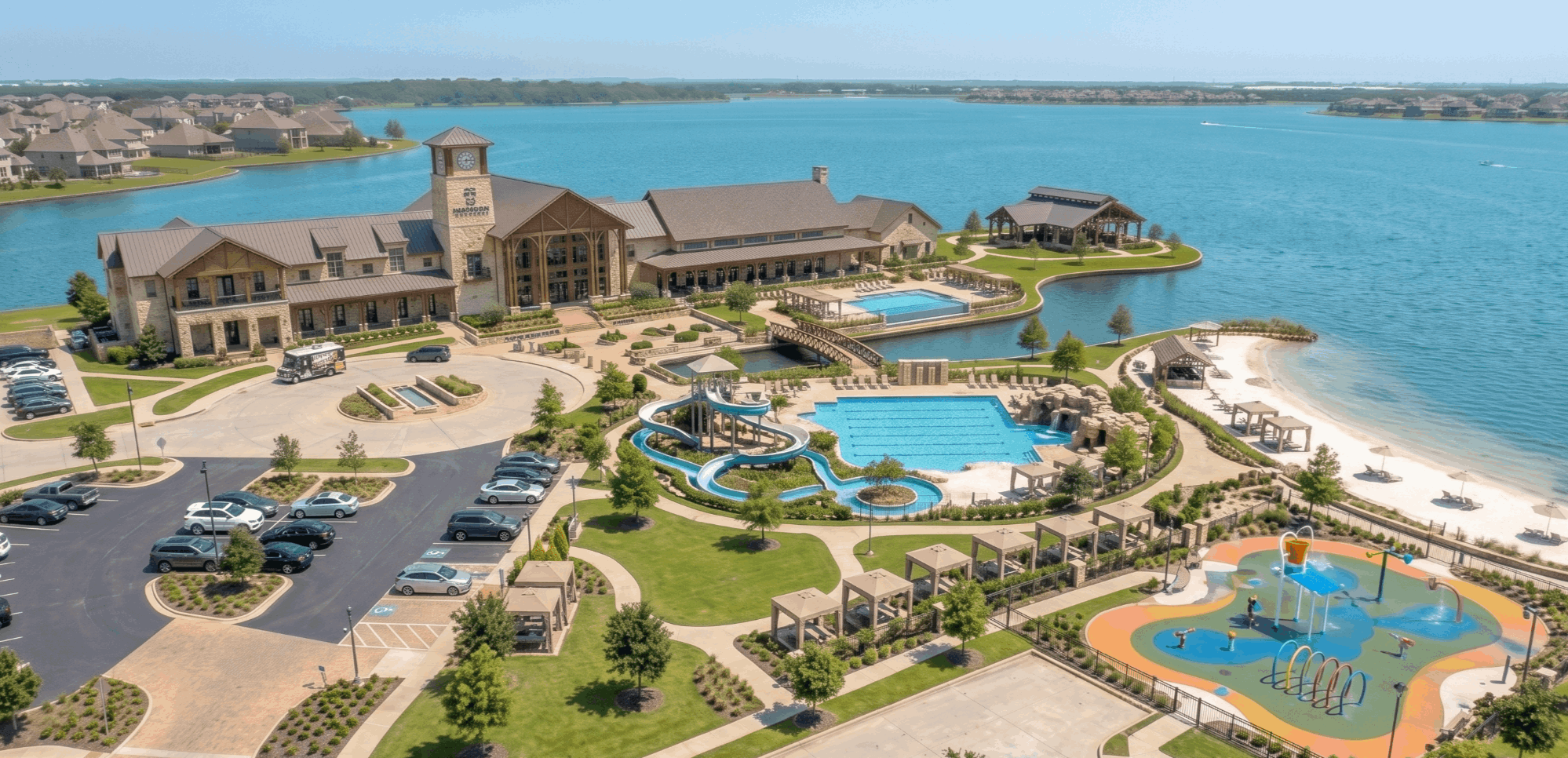 Towne Lake community amenities pool and clubhouse