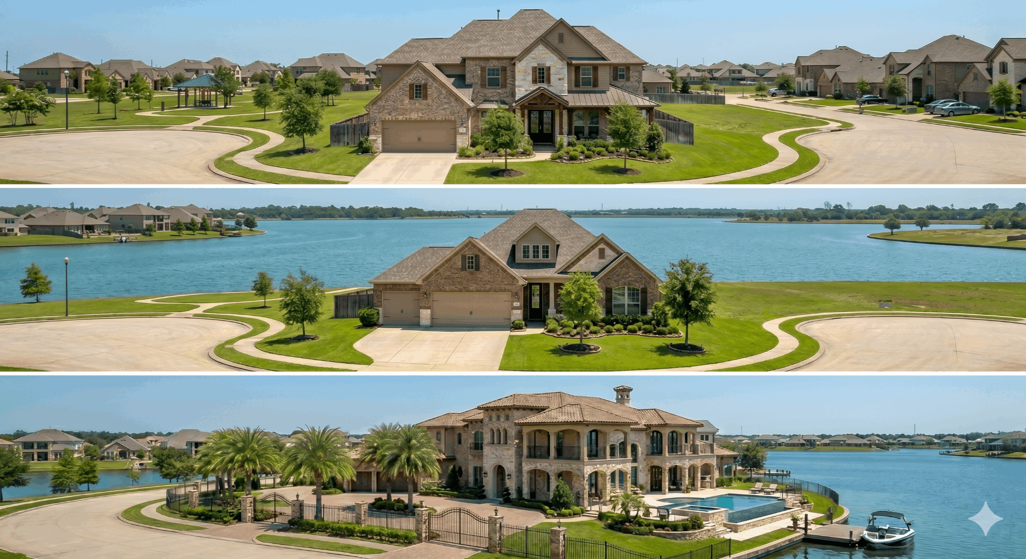 Towne Lake Cypress TX homes exterior variety