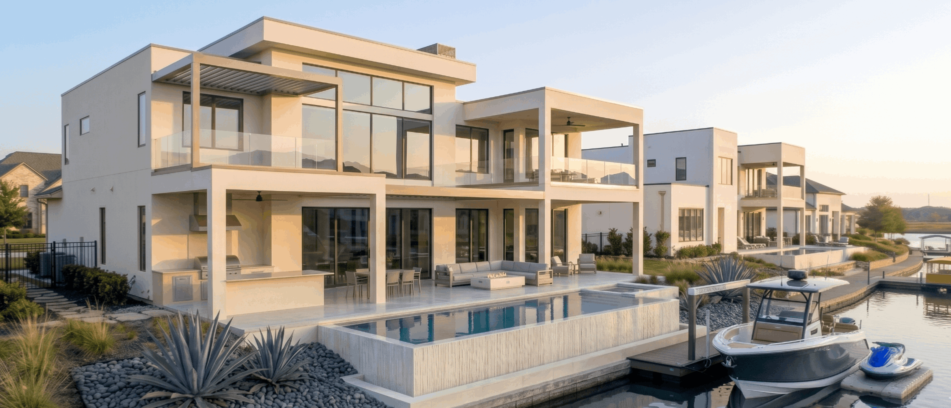 Luxury waterfront homes in Towne Lake