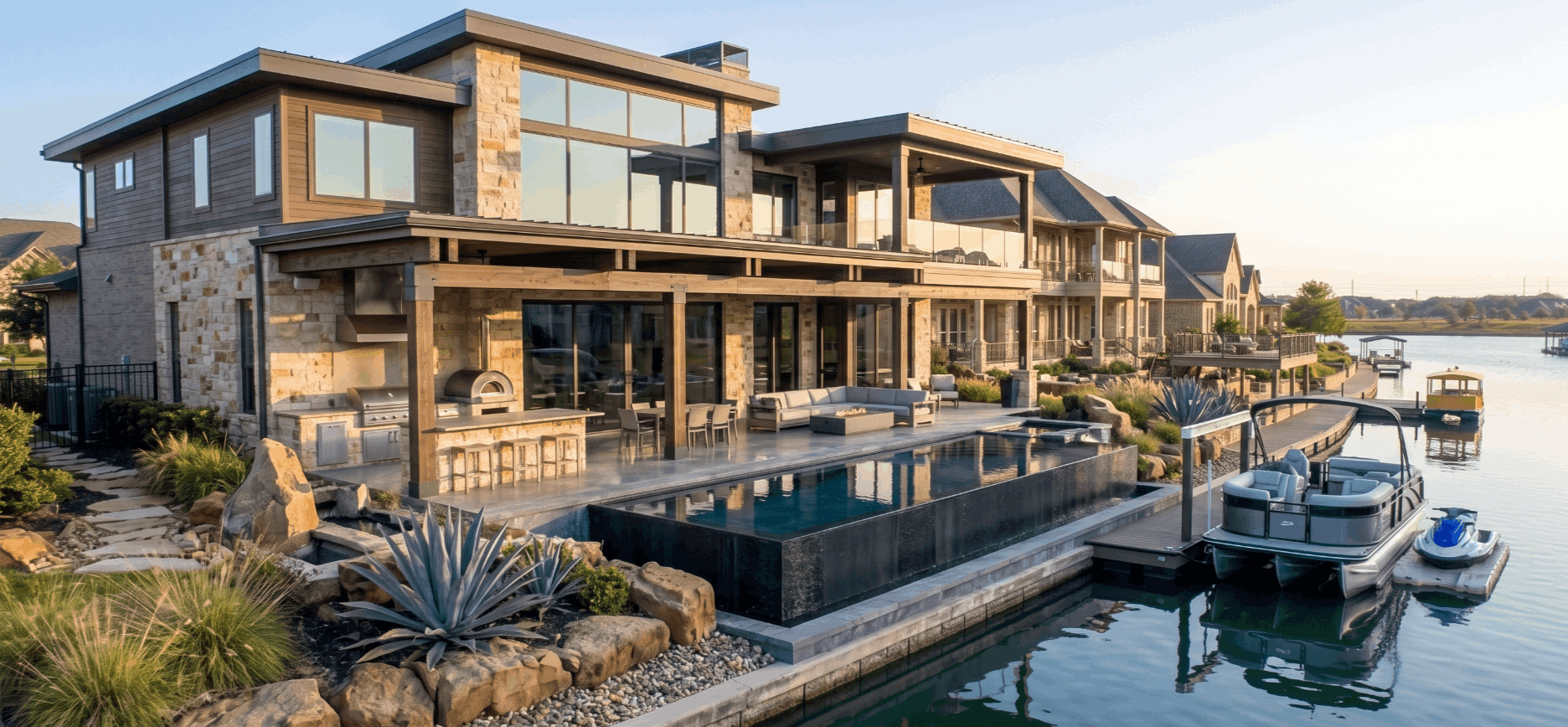 Luxury waterfront homes in Towne Lake