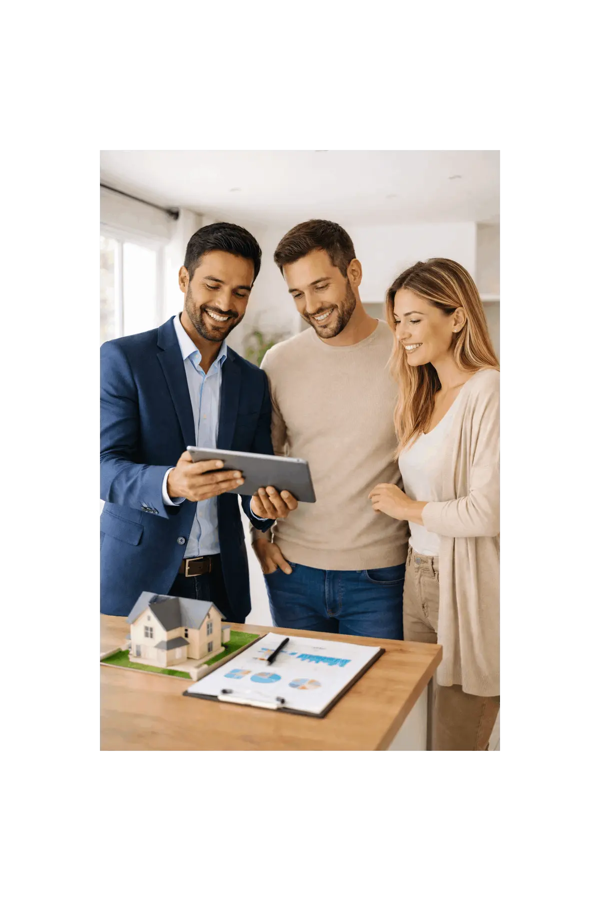 Real estate consultation in modern home