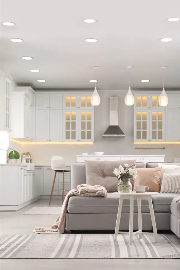 Interior of contemporary apartment with stylish furniture