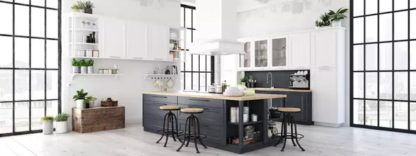 modern nordic kitchen in loft apartment. 3D rendering