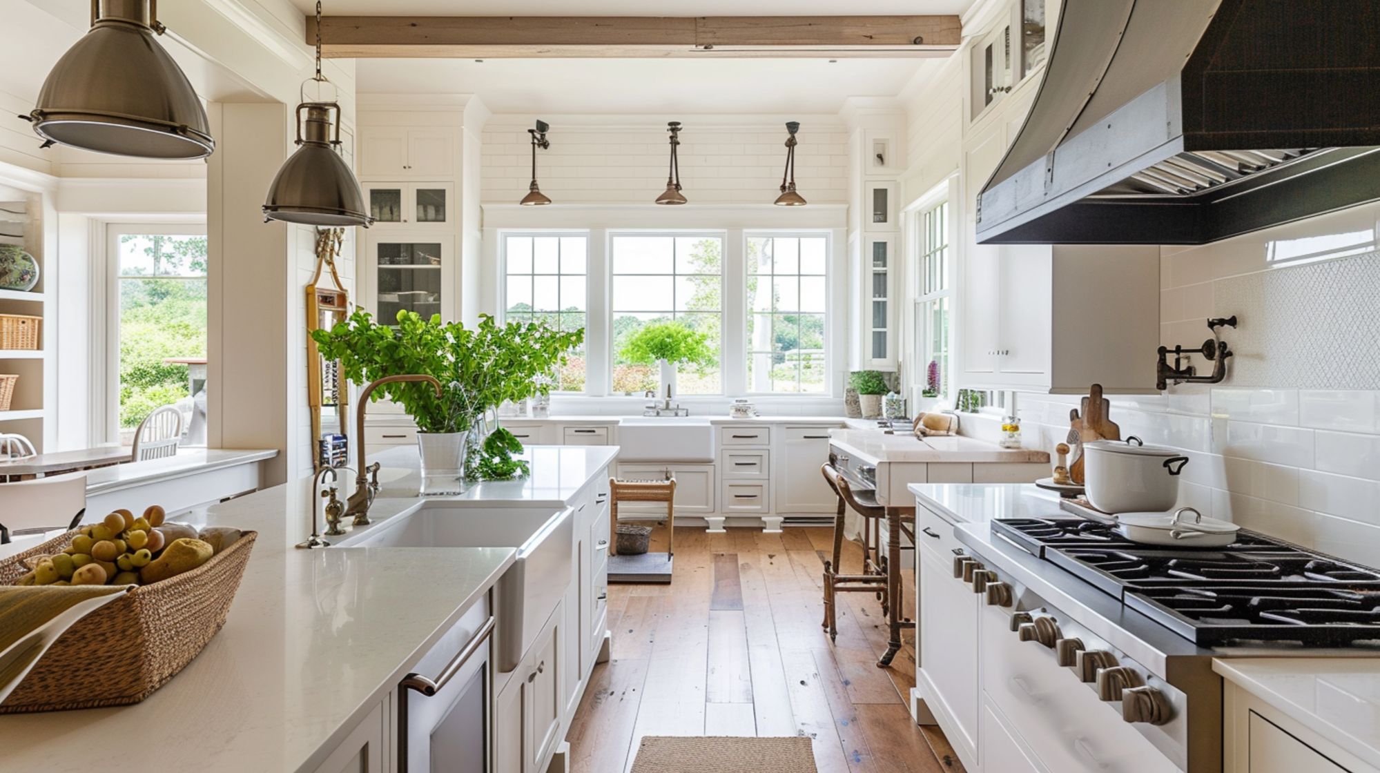 Elegant modern farmhouse interior kitchen dining
