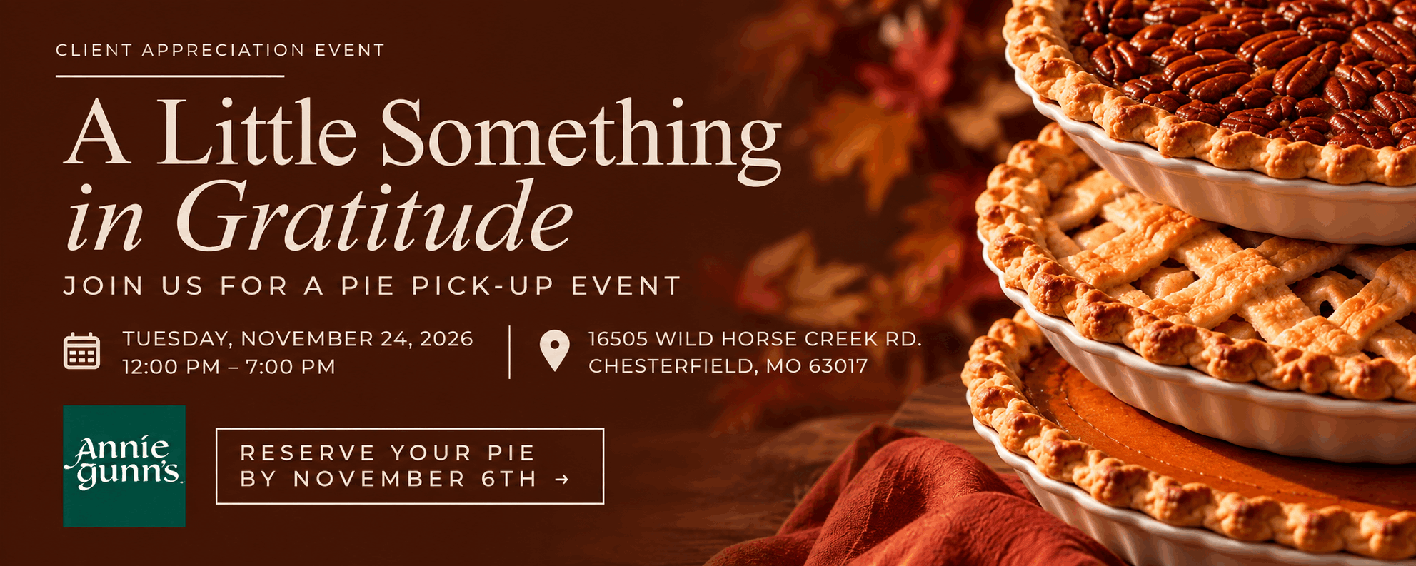 A Little Something in Gratitude - Annie Gunn's Pie Pick-Up Event