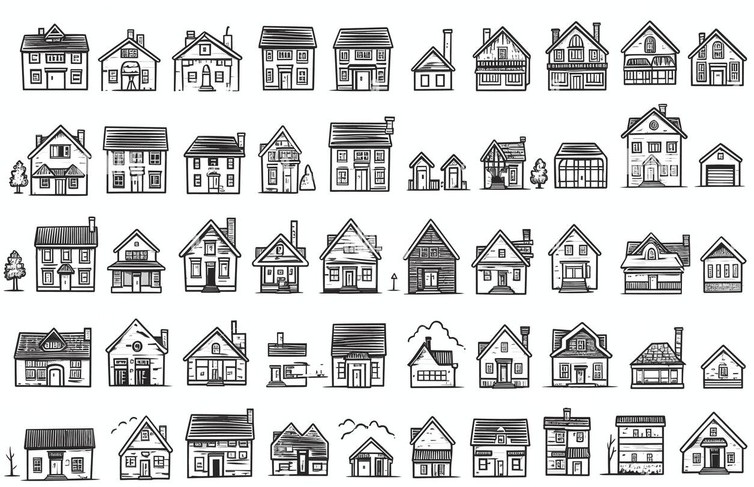 Various house style illustrations