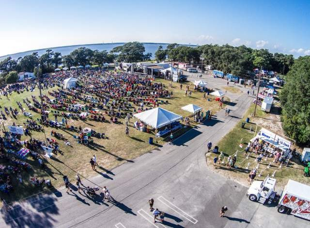 Aerial view of community event in Wilmington