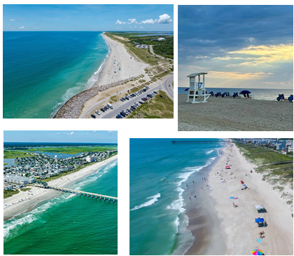 Aerial coastal views of Wilmington beaches