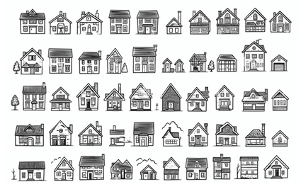 Types of homes icon grid