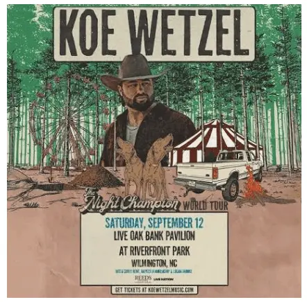 Koe Wetzel Live in Concert at Live Oak Bank Pavilion – September 12, 2026